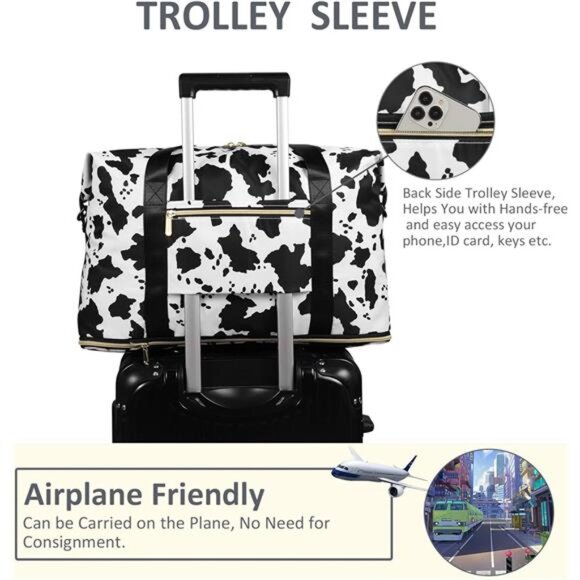 Expandable Travel Duffle Bag, Large Weekender Overnight Bags for Women Men - Picture 5 of 7